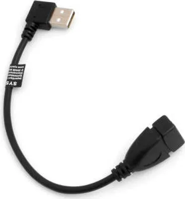Produktbild von SYSTEM-S USB Kabel 2.0 Typ A (male) 90° Grad rechts gewinkelt auf USB 2.0 Typ A (female)   21 cm