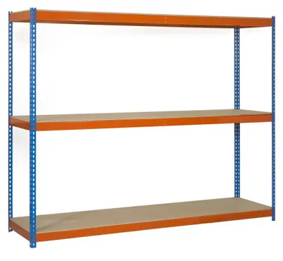 Image de Etagère Sans Vis Simonforte 2106-3 Chipboard Bleu/orang/bois Bleu/orange/bois 2000x2100x600 - Simonrack