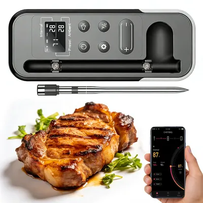 Obrázek produktu pro Bluetoothová teploměr na maso, bezdrátový, pro troubu, gril a udírnu