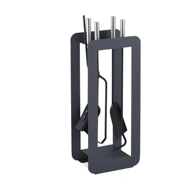 Produktbild von relaxdays 5-teiliges Kaminbesteck in Grau/Silber