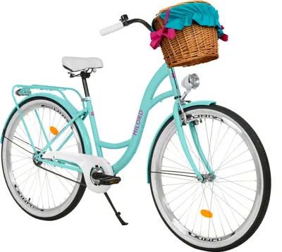 Produktbild von Milord Komfort Fahrrad Mit Weidenkorb Damenfahrrad, 26 Zoll, Blau, 1 Gang