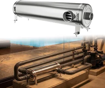 Produktbild von 60KW Edelstahl Pool Wärmetauscher Gegenstrom Poolheizung für Schwimmbäder Spa Sauna für chlorhaltiges Wasser stromlos effiziente Wärmeübertragung korrosionsbeständig