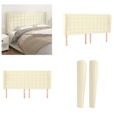 Produktbild von vidaXL Kopfteil mit Ohren Creme 203x23x118/128 cm Kunstleder - Kopfteil - Kopfteile - Bett-Kopfteil - Bettkopfteil