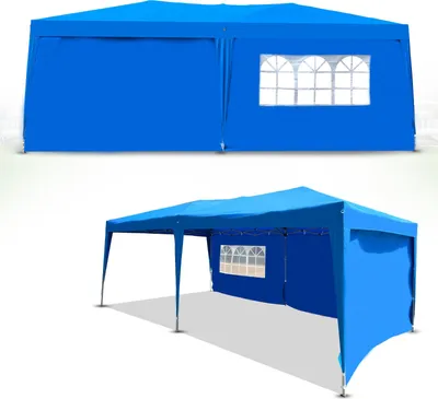 Image de Pavillon Pliable 3x6m Tente de réception Tente de jardin pliante, Bleu