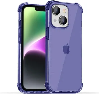 Image de Smartphonica iPhone 14 Plus transparent
  housse en silicone antichoc avec bumper - Bleu foncé