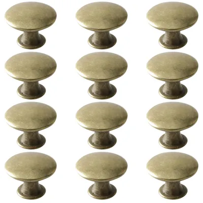 Image de 12 boutons de meuble vintage, boutons de 30 mm avec vis pour tiroirs, armoires, meubles, meubles de cuisine, penderies (laiton)