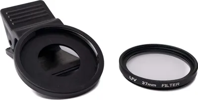 Produktbild von SYSTEM-S UV Filter 37 mm unbeschichtet Slim Linse mit Clip für Smartphones in Schwarz