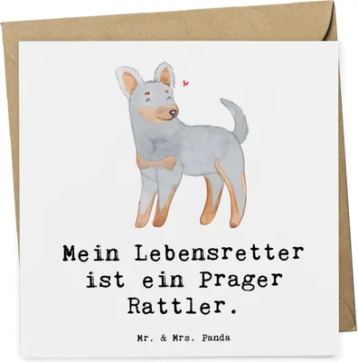 Produktbild von Mr. & Mrs. Panda Grußkarte Prager Rattler Lebensretter - Weiß - Geschenk, Glückwunschkarte, Pincher, doppelkarte, anlasskarte, Klappkarte, faltkarte