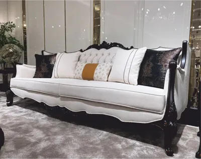 Immagine prodotto di Casa Padrino divano barocco da salotto bianco/marrone scuro 252 cm - Mobili barocchi