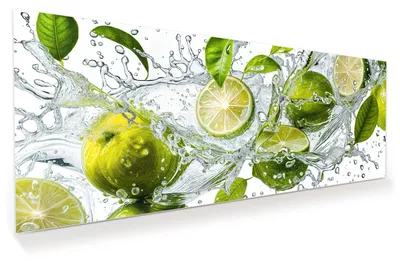 Produktbild von Glasbild 150x60cm in XXL für Wohnzimmer, Schlafzimmer Motiv Zitrusfrucht Spritzer