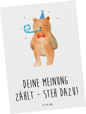 Produktbild von Mr. & Mrs. Panda Postkarte Mutig zu Meinungen - Weiß - Geschenk, Zuversicht, Vertrauem, Grußkarte, Postkarten, Fotokarte, stehen, Unterstützung, Trost, seinen, steh dazu