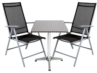 Produktbild von Bistrogarnitur 3-teilig Aluminium - Textilen / Anthrazit