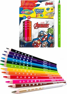 Immagine prodotto di Matite triangolari Jumbo 13 colori Avengers Colorino