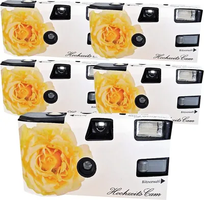 Produktbild von 5x PHOTO PORST Sonderposten Einwegkamera gelbe Hochzeitsrose  MHD: 06.2026