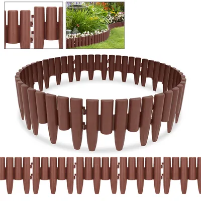 Produktbild von Jopassy 10 stücke Beeteinfassung Gartenpalisade Raseneinfassung 2.8m Rasenkante Palisade Beetumrandung aus PP , Braun