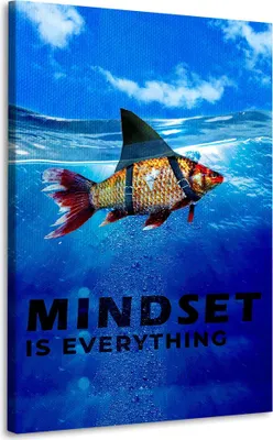 Produktbild von Motivation Fisch Mindset Wandbild Leinwandbild Deko Kunst XL: 60x90x2cm