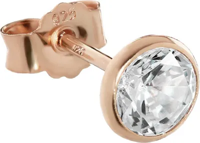 Produktbild von Einzel 5,3mm Ohrstecker 925 Sterling Silber Rosegold Vergoldet Zirkonia Ohrringe