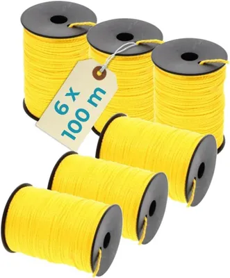 Produktbild von Gelbe Maurerschnur 6er Set 100 m 2 mm reißfeste Schnur