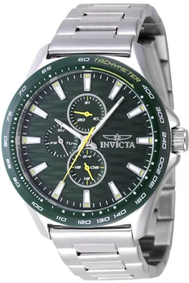 Zdjęcie produktu dla Invicta Racing 47549 Zegarek Męski - Mechanizm Kwarcowy - Stal Nierdzewna z Zieloną Tarcza - 44 mm