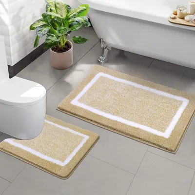 Obrázok produktu pre Súprava kúpeľňových predložiek 2-dielna, 50 x 80 cm a 50 x 60 cm, mikrovlákno, protišmyková, béžová, do