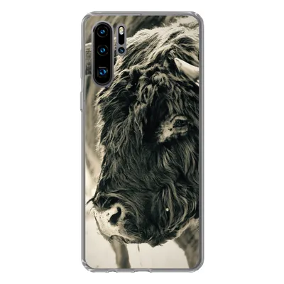 Produktbild von MuchoWow® Handyhülle Schutzhülle Hülle für Huawei P30 Pro Schottischer Highlander - Schnee - Hörner Silikon Softcase Handy Hülle - Schutzdeckel