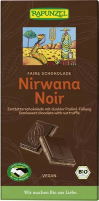 CZEKOLADA GORZKA Z NADZIENIEM PRALINOWYM NIRWANA BIO 100 g - RAPUNZEL