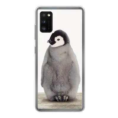 Produktbild von MuchoWow® Handyhülle Schutzhülle Hülle für Samsung Galaxy A41 Kinder - Pinguin - Grau - Tiere - Mädchen - Jungen Silikon Softcase Handy Hülle - Mobiltelefon