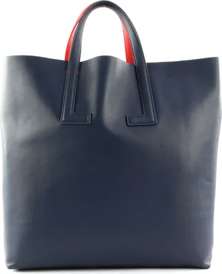 Produktbild von LACOSTE Leder Handtasche Schultertasche Fashion Show Double Tote Bag Parrot Oceania blau