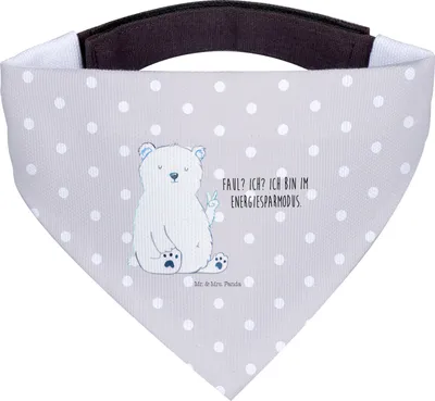 Produktbild von Mr. & Mrs. Panda Bandana für Hunde Eisbär Faul - Grau Pastell - Geschenk, Arbeitsplatz, Tuch, Bär, Halstuch Hund, Hundehalstuch, Büro, Homeoffice, Arbeit, Teddy