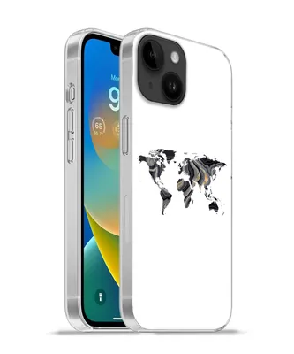 Produktbild von MuchoWow® Handyhülle Schutzhülle Hülle für Apple iPhone 14 - Softcase Weltkarte - Gold - Linie Silikon Softcase Handy Hülle - Mobiltelefonhülle