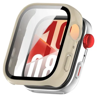 Produktbild von Für Huawei Watch Fit 4 Kunststoff Watch Hülle + Tempered 9H Hart Glas Beige