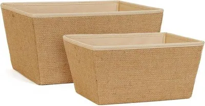 Produktbild von Jute-Opbergsystem aus 2 Teilen, faltsicher, 2 naturfarbene Jute-Kisten