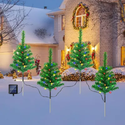Image de Izrielar Lumière de Noël solaire Jour de Noël Solaire Extérieur avec 8 modes d'éclairage 4W Imitation fête de jardin