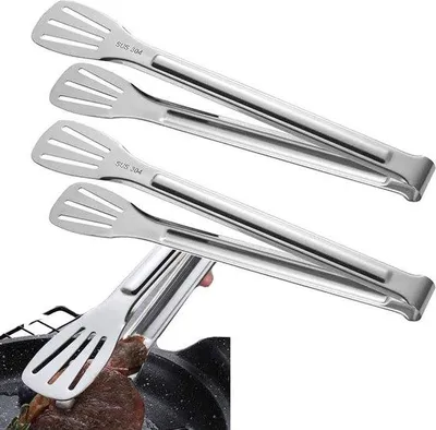 Zdjęcie produktu dla Zestaw 2 szczypiec do grilla Unyqoos® wykonanych ze stali nierdzewnej 304 – duże, odporne na wysokie temperatury szczypce do grillowania, gotowania, serwowania, idealne do bufetów i sałatek