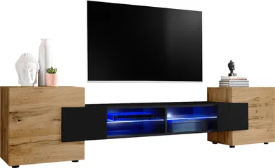 Produktbild von Komodee | TV-Schrank mit 2 Türen Merano | Korpus Wotan Frontfarbe Wotan und Schwarz