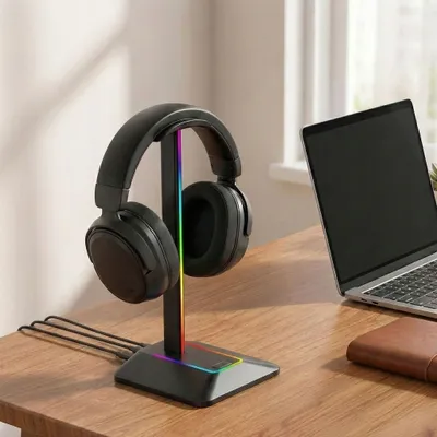 Obrázek produktu pro Stojan Na Sluchátka, Gamingový Stojan, Věšák, Rgb Osvětlení, Led, Usb Hub