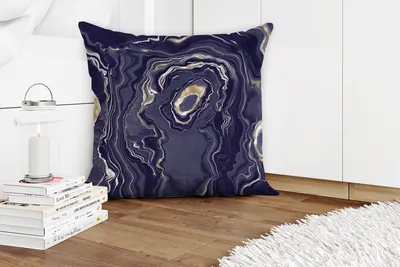 Produktbild von MuchoWow® Zierkissen Sofakissen Wohnzimmer Dekokissen 60x60 cm Marmor - Geode - Achat - Gold - Sitzfläche - Foto Polster