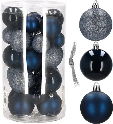 Immagine prodotto di SPRINGOS Albero di Natale baubles_art_balls_30 pezzi_breakproof_Christmas_balls_glitter_matt_gloss_Christmas_decoration_Christmas (blu scuro)