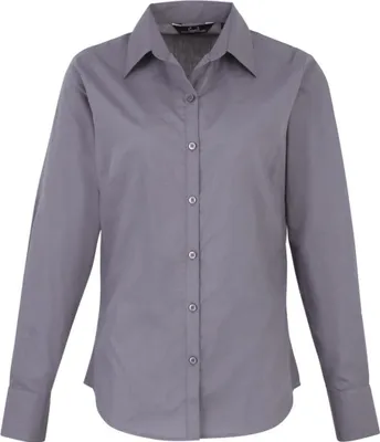 Zdjęcie produktu dla Premier Workwear , damska bluzka popelinowa z długim rękawem , stalowy , 42 (L/14)