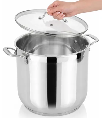 Edelstahl Kochtopf 15 Liter mit Glasdeckel, Induktion