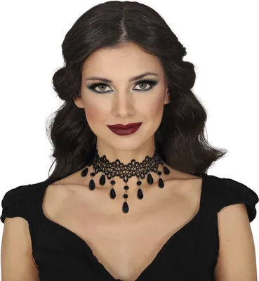 Produktbild von Marquisen Prinzessin Schwarze Spitze Choker Gothic Halskette Eleganz Mystik Schmuck Accessoire Halloween, Farbe: Schwarz