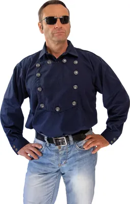 Produktbild von Blaues Country Westernhemd  John Wayne von Running Bear M- 4XL - Cowboyhemd 4XL - 60/62