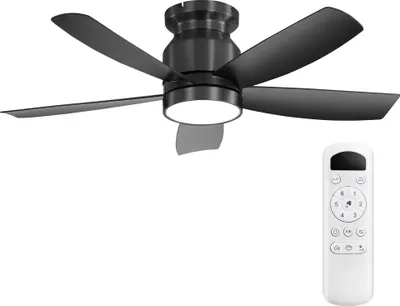 Zdjęcie produktu dla Wentylator sufitowy z oświetleniem LED i pilotem, 18W LED, 6 stopni prędkości, timer, średnica 42 cali (106 cm)