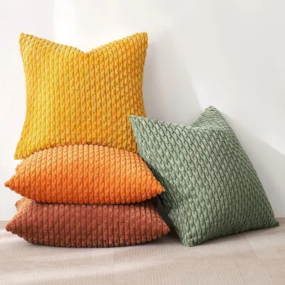 Produktbild von Kissenbezug 4er Set 40x40cm Kordsamt Orange Grün