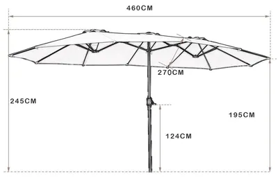 Obrázok produktu pre Veľký béžový záhradný slnečník s dvojitým vrchlíkom a kľukou, 2,7 m