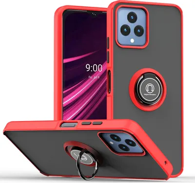 Produktbild von T-Mobile REVVL 6 Hülle, Ring Halter Ständer Matte Transluzent TPU Rahmen Stoßfest Schutzhülle für T-Mobile REVVL 6 Rot