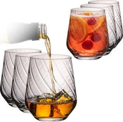 Produktbild von IMPERIAL Trinkgläser 6er Set – Strukturierte Gläser geriffelt aus Crystalline Glas 430ml Wassergläser "London/Cali" Spülmaschinenfest