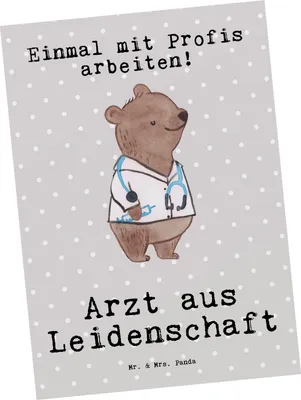 Produktbild von Mr. & Mrs. Panda Postkarte Arzt Leidenschaft - Grau Pastell - Geschenk, Doktor, Ansichtskarten, Lustig, Spruch, Grußkarte, Ansichtskarte, Postkarten, Kunstkarten