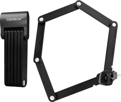 Produktbild von Avizar, Faltbares Stahlschloss 76 cm für Fahrrad & Motorrad, Schwarz