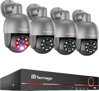 Immagine prodotto di Sistema di telecamere di sicurezza, risoluzione 8MP, audio bidirezionale, NVR 8CH 4 telecamere 5MP-b, Nessuna-a, Spina UE-c